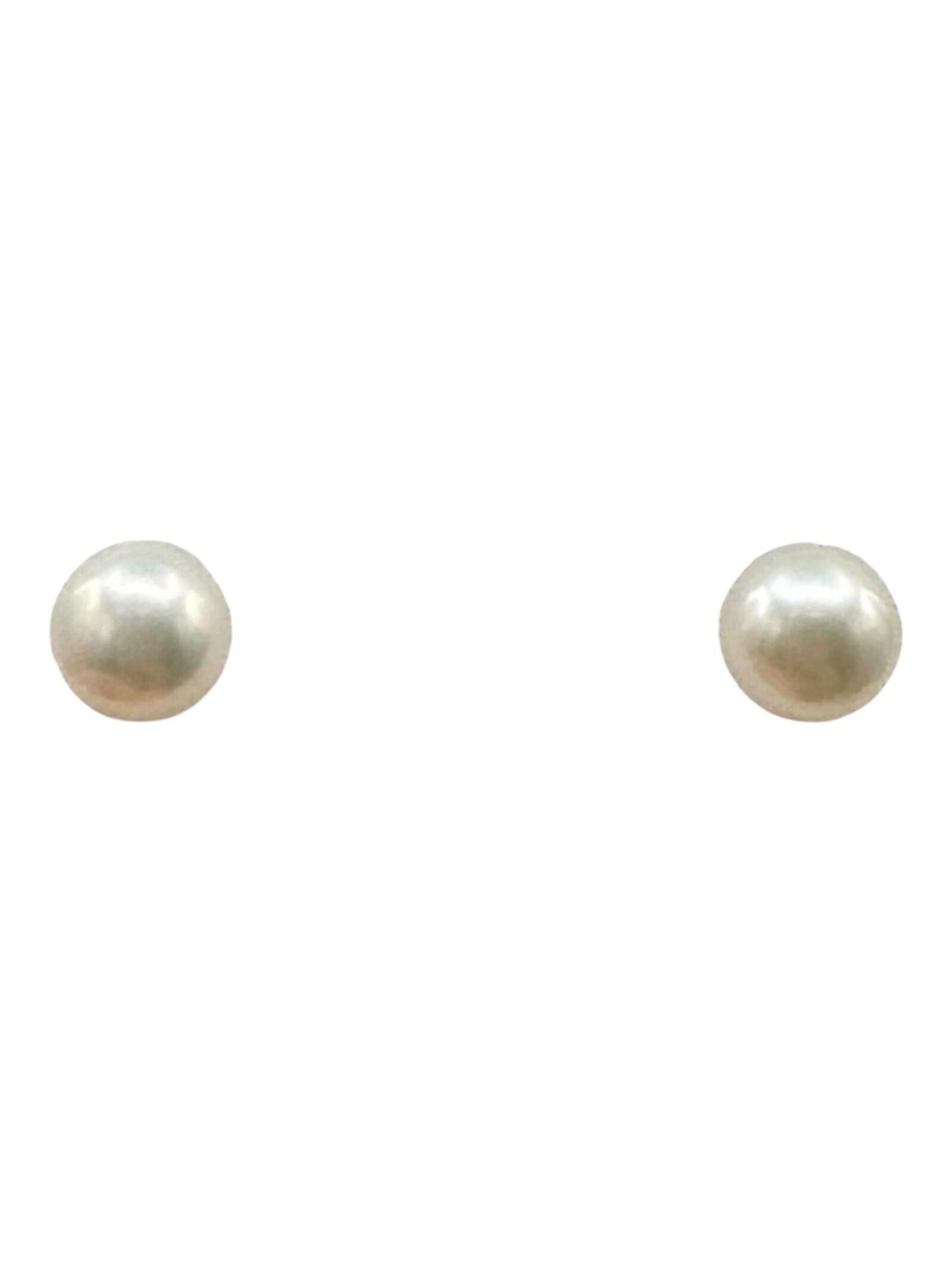 Round Pearl Stud Earrings 10K Yellow Gold 4.4mm New